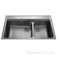 Vente chaude Homestainless Pressed Two Bowl Kitchen évier